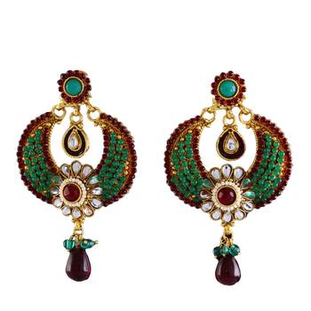 Green gold plated antique gold Copper   Pair of Earrings 1