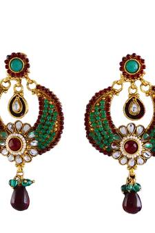 Green gold plated antique gold Copper   Pair of Earrings