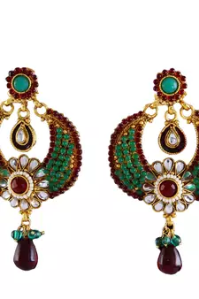 Green gold plated antique gold Copper   Pair of Earrings