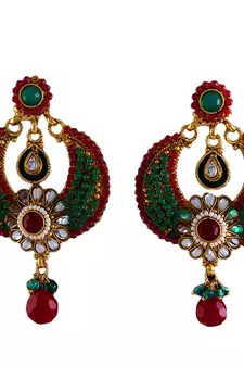 Green gold plated antique gold Copper   Pair of Earrings