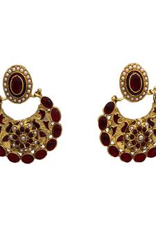 Red gold plated antique gold Copper   Pair of Earrings