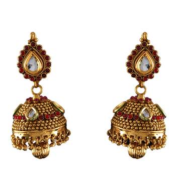 Red gold plated antique gold Copper   Pair of Earrings 1