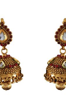 Red gold plated antique gold Copper   Pair of Earrings