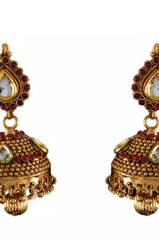 Red gold plated antique gold Copper   Pair of Earrings