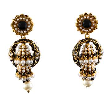 Black gold plated antique gold Copper   Pair of Earrings 1