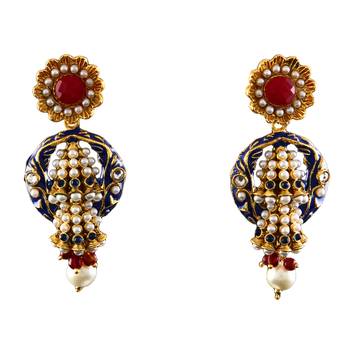 Multicolor gold plated antique gold Copper   Pair of Earrings 1
