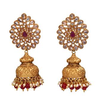 Red gold plated antique gold Copper   Pair of Earrings 1