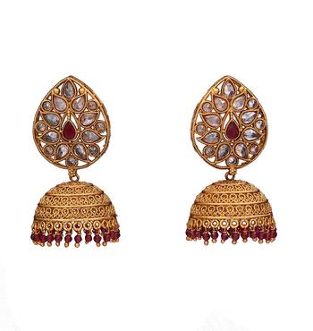 Red gold plated antique gold Copper   Pair of Earrings 1