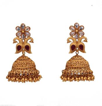 Red gold plated antique gold Copper   Pair of Earrings 4