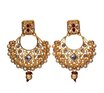 Red gold plated antique gold Copper   Pair of Earrings 1