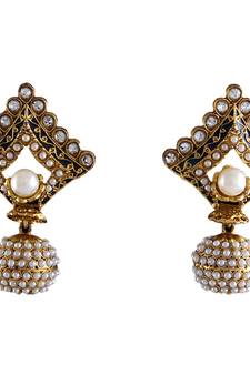 Blue gold plated antique gold Copper   Pair of Earrings
