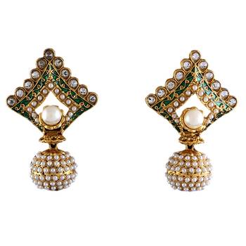 Green gold plated antique gold Copper   Pair of Earrings 1