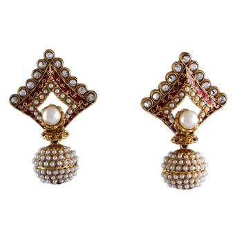 Red gold plated antique gold Copper   Pair of Earrings 1