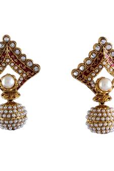 Red gold plated antique gold Copper   Pair of Earrings