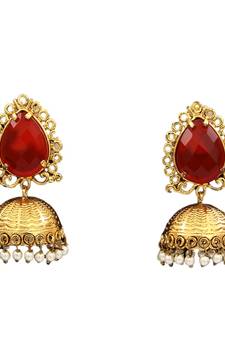 Red gold plated antique gold Copper   Pair of Earrings