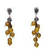 Yellow beaded jewellery Brass Copper   pair of Earrings