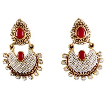 Red gold plated antique gold Copper   Pair of Earrings 1