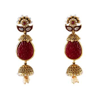 Red gold plated antique gold Copper   Pair of Earrings 1