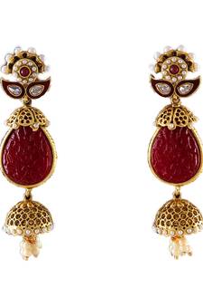 Red gold plated antique gold Copper   Pair of Earrings