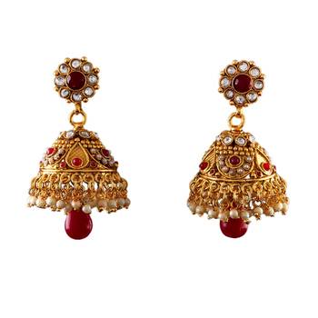 Red gold plated antique gold Copper   Pair of Earrings 1