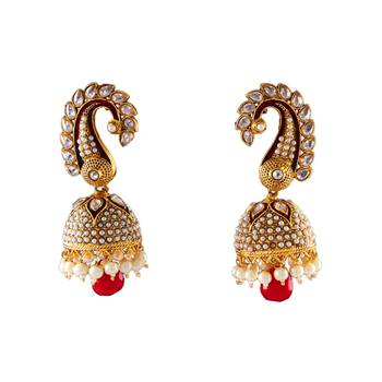 Red gold plated antique gold Copper   Pair of Earrings 1
