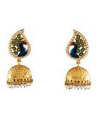 Green gold plated antique gold Copper   Pair of Earrings