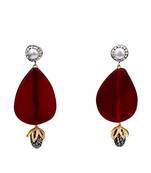 Red beaded jewellery Brass Copper   pair of Earrings