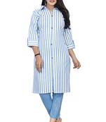 Sky-blue woven cotton kurta sets