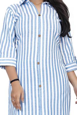 Sky-blue woven cotton kurta sets 4