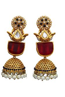 Blue gold plated antique gold Copper   Pair of Earrings