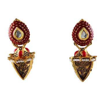 Red gold plated antique gold Copper   Pair of Earrings 1