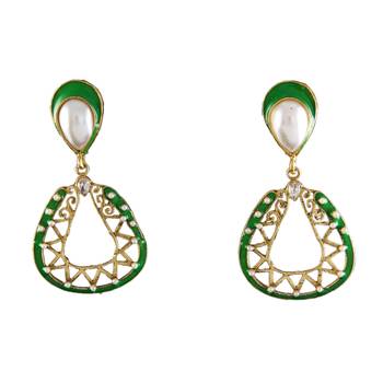 Green gold plated antique gold Copper   Pair of Earrings 1