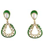 Green gold plated antique gold Copper   Pair of Earrings