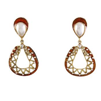 Red gold plated antique gold Copper   Pair of Earrings 1