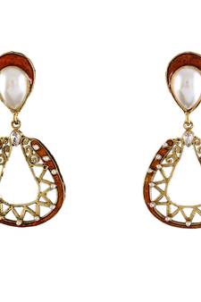 Red gold plated antique gold Copper   Pair of Earrings