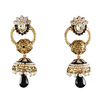 Black gold plated antique gold Copper   Pair of Earrings 1