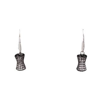 Black beaded jewellery Brass Copper   pair of Earrings 1
