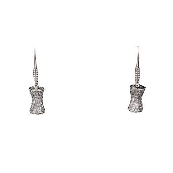 White beaded jewellery Brass Copper   pair of Earrings 1