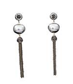 Grey beaded jewellery Brass Copper   pair of Earrings