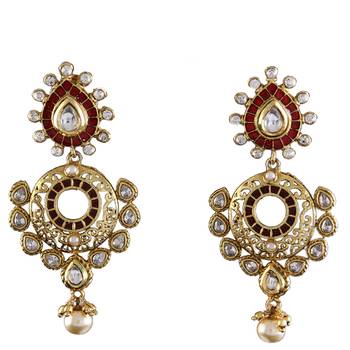 Red gold plated antique gold Copper   Pair of Earrings 1