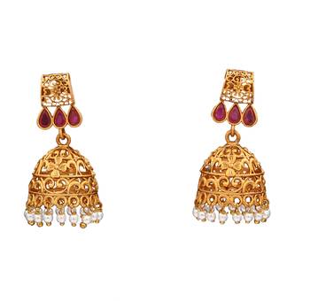 Red gold plated antique gold Copper   Pair of Earrings 1