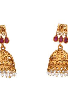 Red gold plated antique gold Copper   Pair of Earrings