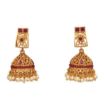 Red gold plated antique gold Copper   Pair of Earrings 1
