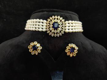 Natural Fresh Water Pearl  Choker Set From Hyderabad With Certificate of Authenticity 1