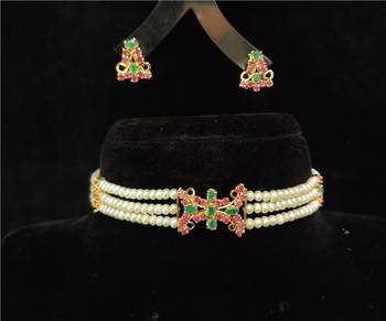 Natural Fresh Water Pearl  Choker Set From Hyderabad With Certificate of Authenticity 1
