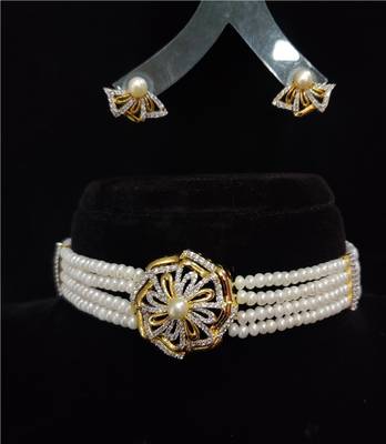 Natural Fresh Water Pearl  Choker Set From Hyderabad With Certificate of Authenticity 1