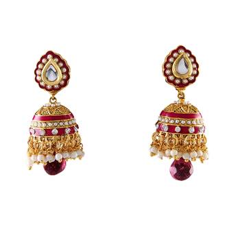 Pink gold plated antique gold Copper   Pair of Earrings 1