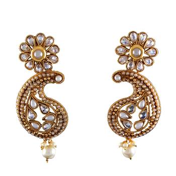White gold plated antique gold Copper   Pair of Earrings 1