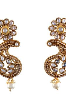 White gold plated antique gold Copper   Pair of Earrings