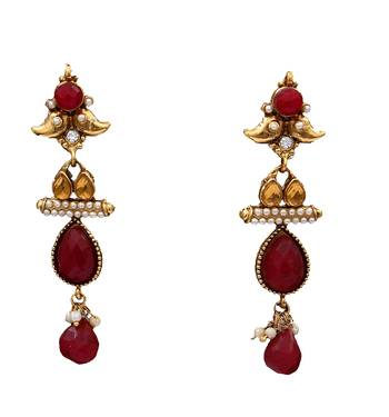 Red gold plated antique gold Copper   Pair of Earrings 1